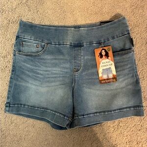 Women’s XL Soundstyle Women's Classic Blue Jean Shorts Pull-on, Wide Waistband